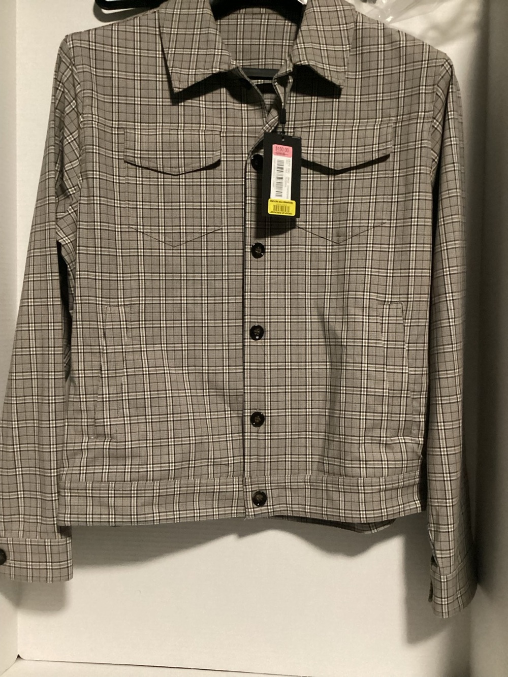 Murano Plaid Lightweight Shirt Jacket in Brown and Gray